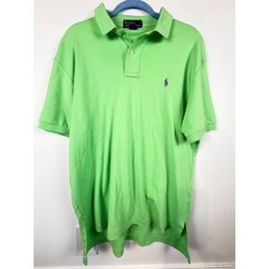 Polo Ralph Lauren Men Green Purple Pony Cotton Polo Shirt Size M